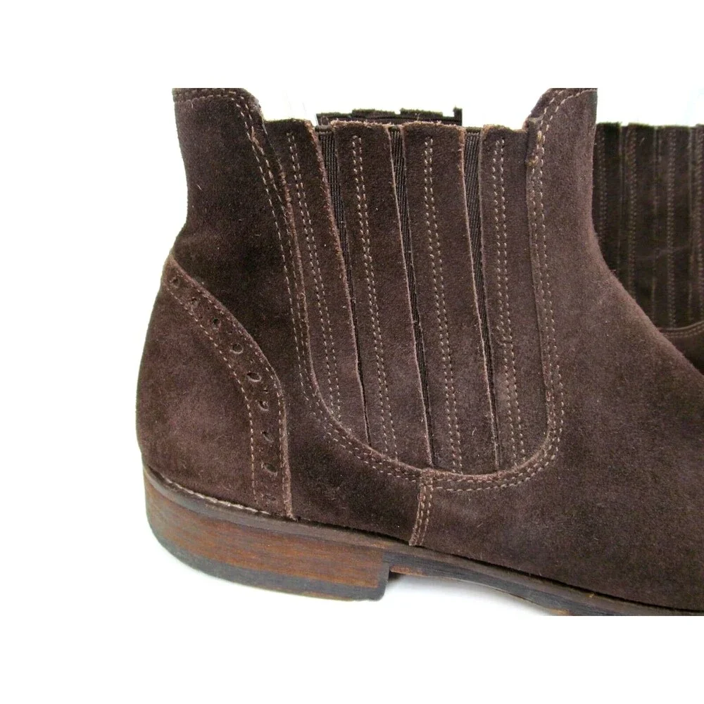 Johnston & Murphy  Suede Captoe Chelsea Ankle Boots US 11.5 M 1850 Mend Brown